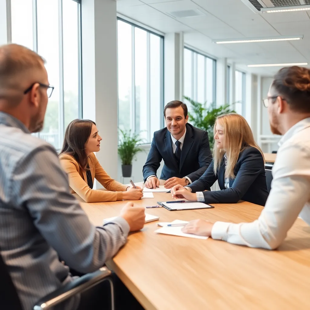 Nederlandse manager die taak delegeert aan teamlid in moderne kantooromgeving