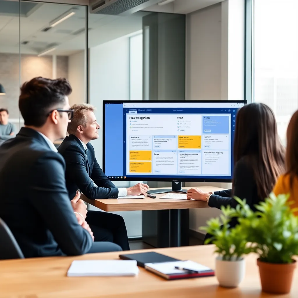 Team gebruikt digitale taakmanagement tools in kantoor