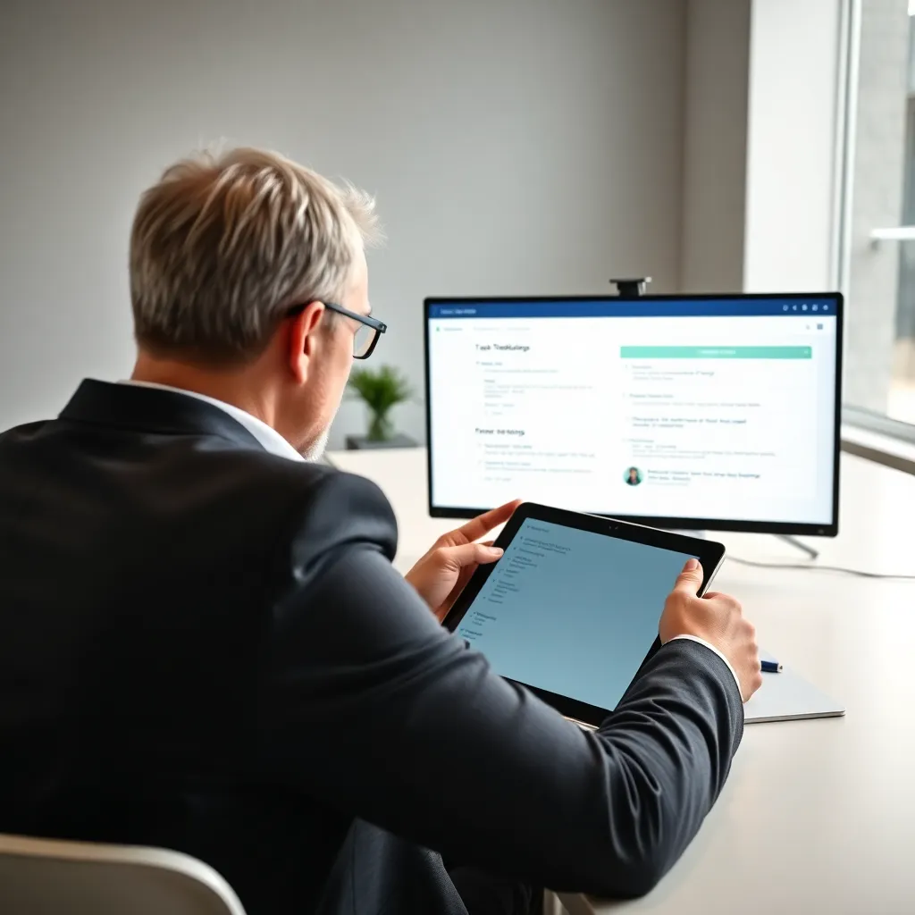 Team gebruikt digitale taakmanagement tools in kantoor