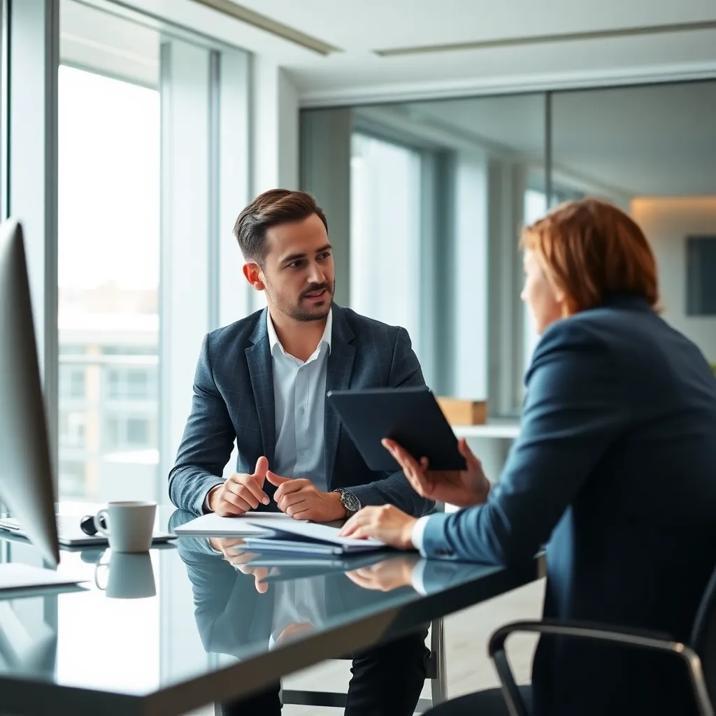 Manager bespreekt gedelegeerde taak met teamlid, waarbij duidelijke verwachtingen worden gecommuniceerd