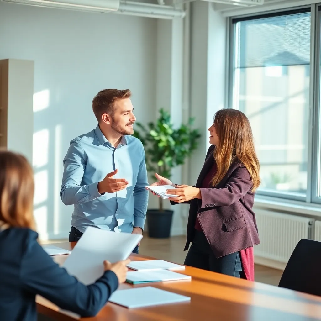 Nederlandse leidinggevende bespreekt taken met medewerker