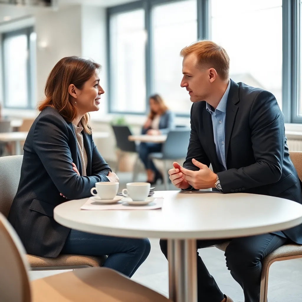 Manager geeft constructieve feedback aan medewerker in Nederlandse kantoorsetting