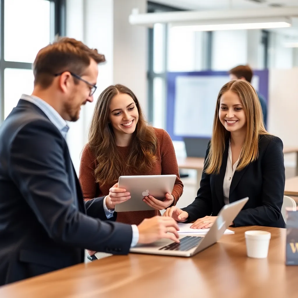 Professionele manager delegeert taken aan teamleden in een moderne Nederlandse kantooromgeving